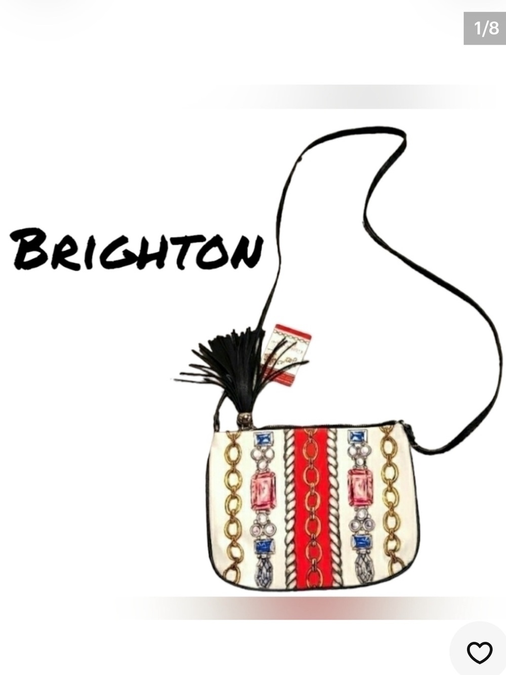 Brighton Glitter & Go Canvas  and Leather Crossbody Bag NWT